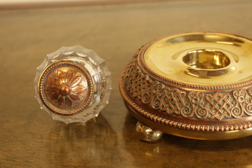 A 19th Copper on Brass Inkwell View XI