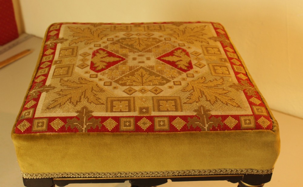 Aesthetic Movement Stool With Needle Work   View III