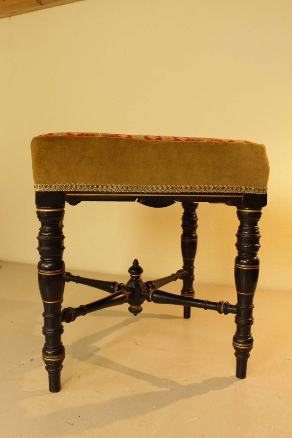 Aesthetic Movement Stool With Needle Work   View V