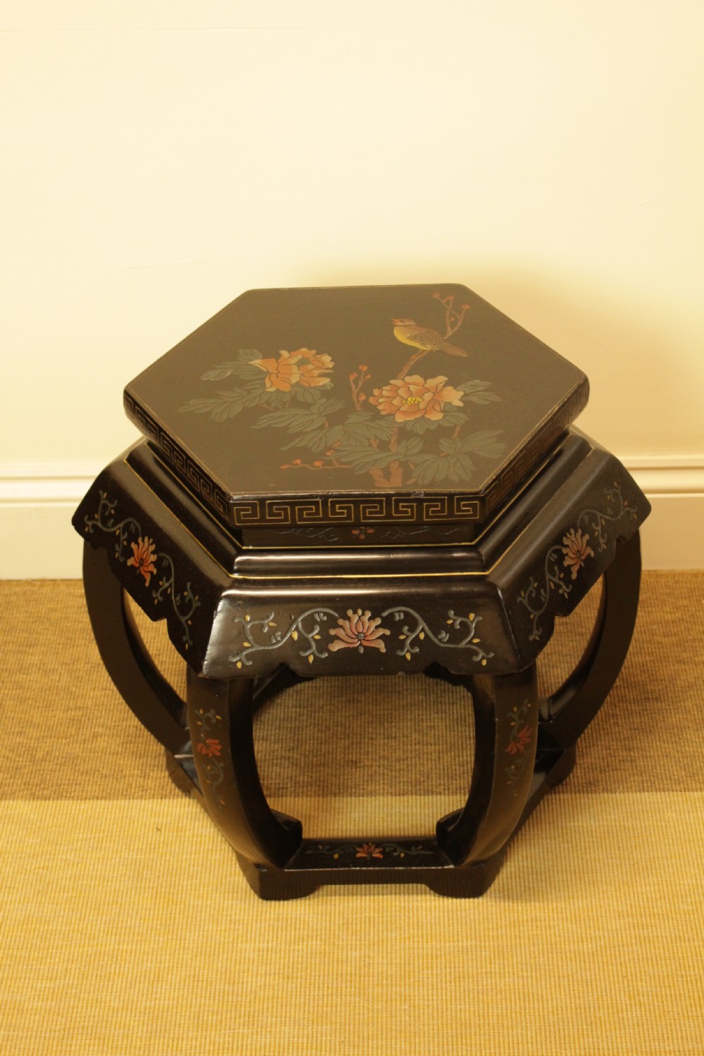 A 1930's Hexagon Lacquered Chinese Stool  