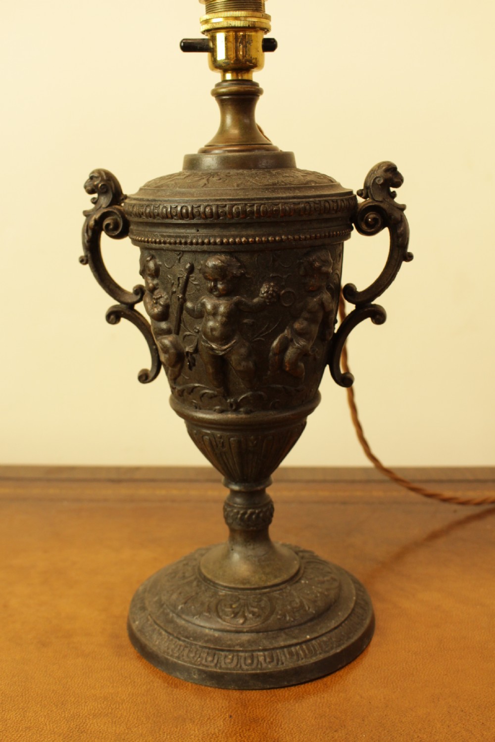 A Cast Metal Urn Table Lamp  View V