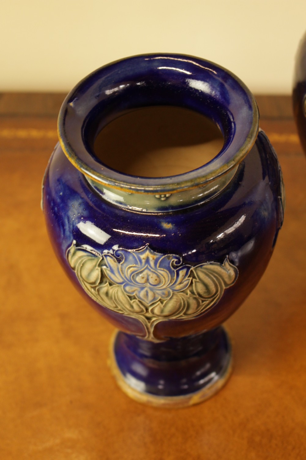 A Pair Of Blue Royal Doulton Vases  View V