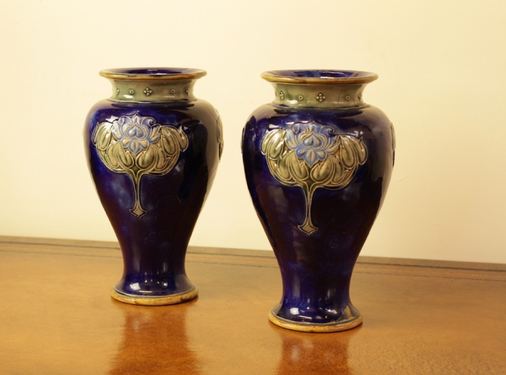 A Pair Of Blue Royal Doulton Vases  View VII