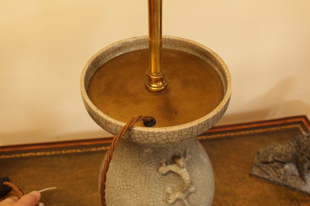 A 19th C. Chinese Celedon Vase Converted To A Table Lamp (Undrilled) View III