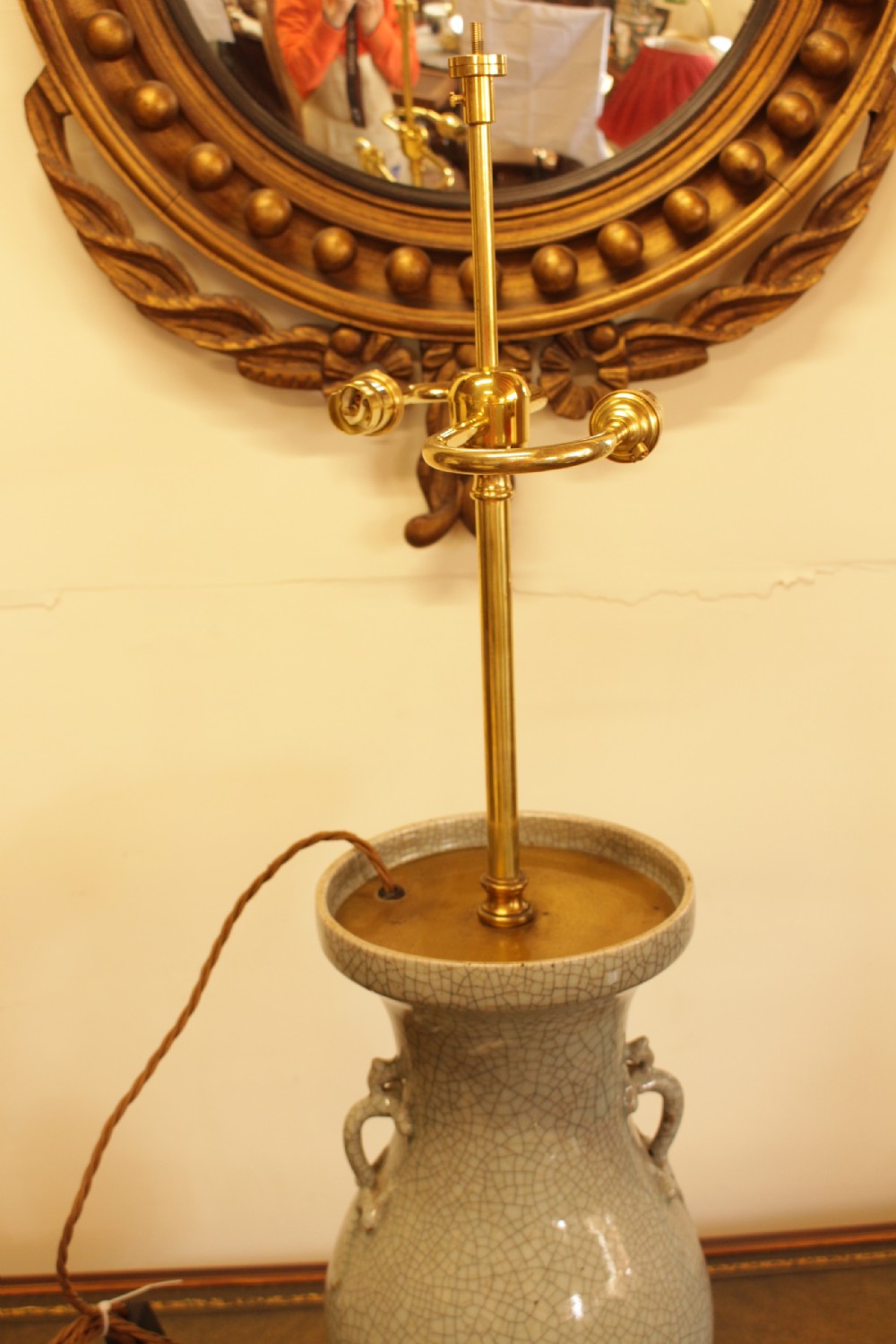 A 19th C. Chinese Celedon Vase Converted To A Table Lamp (Undrilled) View VII