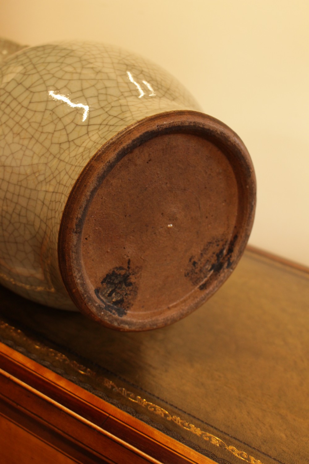 A 19th C. Chinese Celedon Vase Converted To A Table Lamp (Undrilled) View VIII