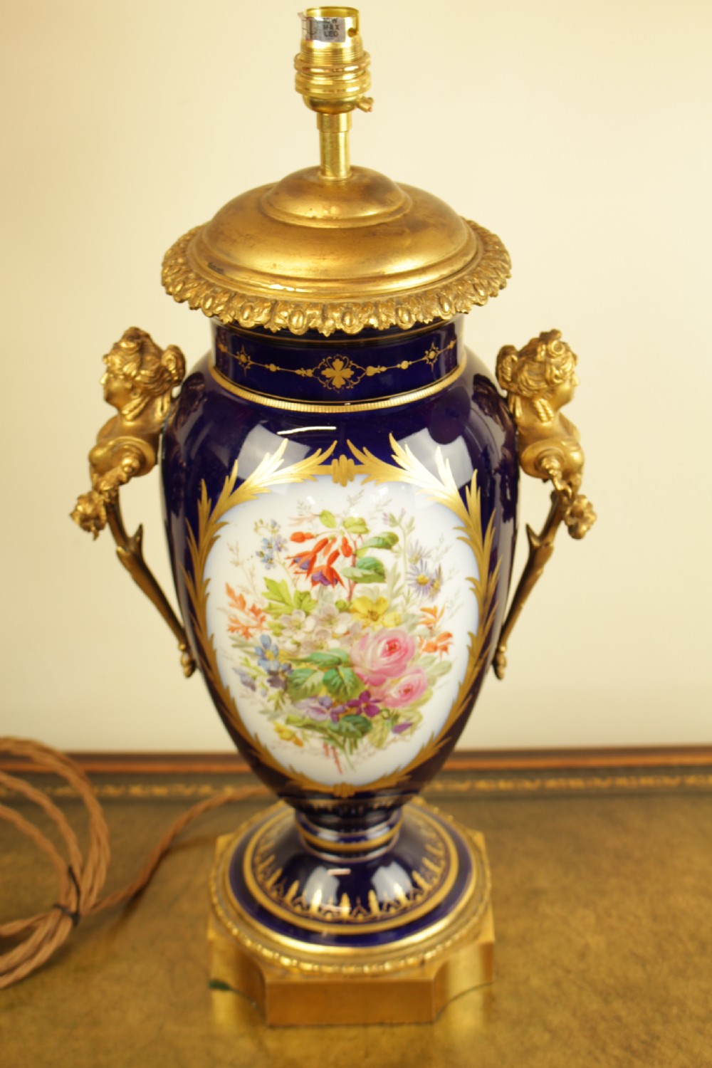 A French Sevres Porcelain Ormolu Cobalt Blue Table Lamp View IV