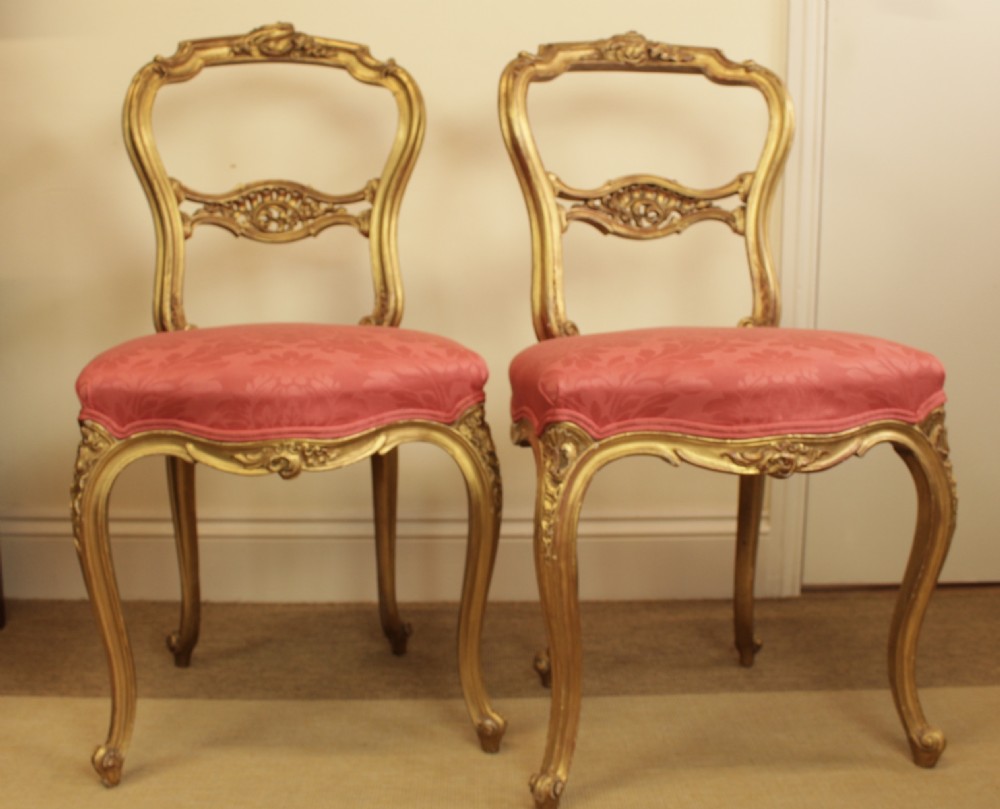 A Pair Of Early 19th C. Gilt Mahogany Occasional Chairs View IX
