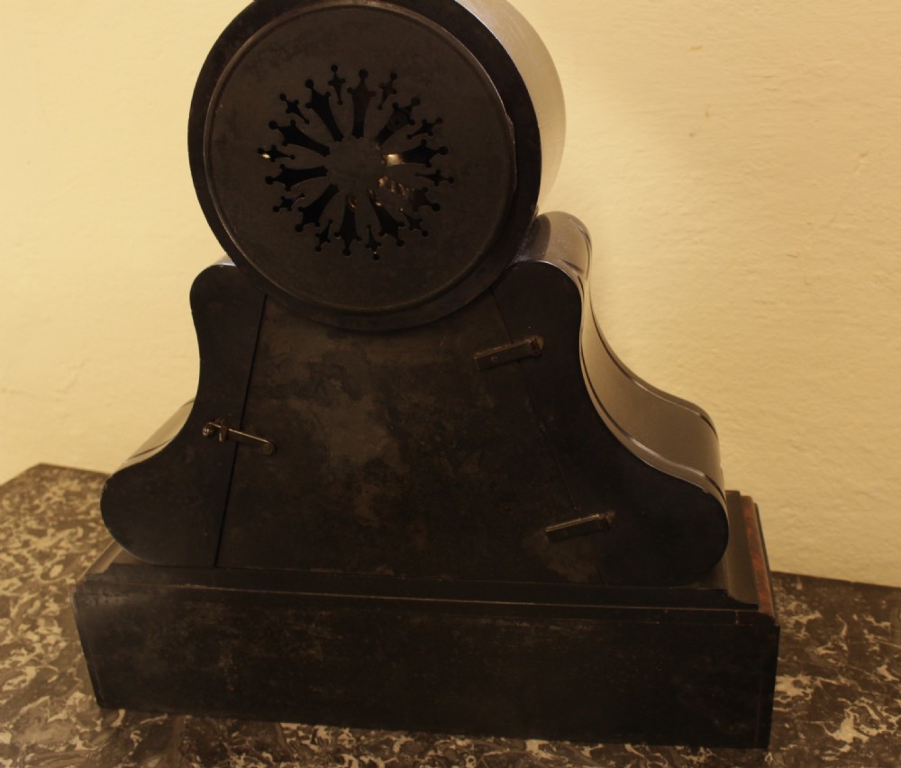 A French Marble & Polished Slate Mantal Clock  View VI