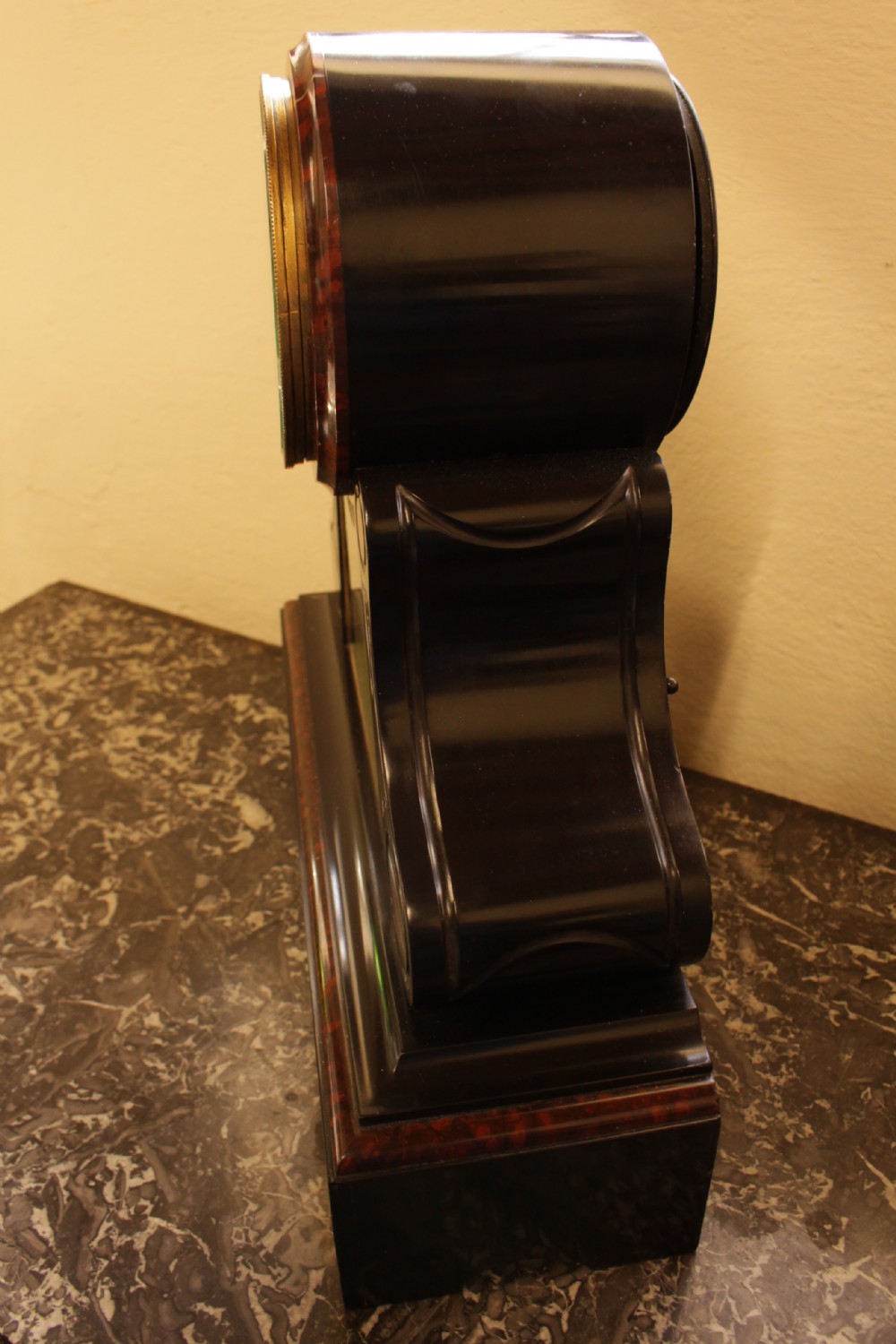 A French Marble & Polished Slate Mantal Clock  View VII