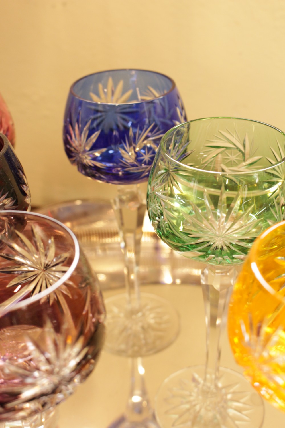 A Set Of Six Harlequin Bohemian Wine Glasses, 20cms  View III