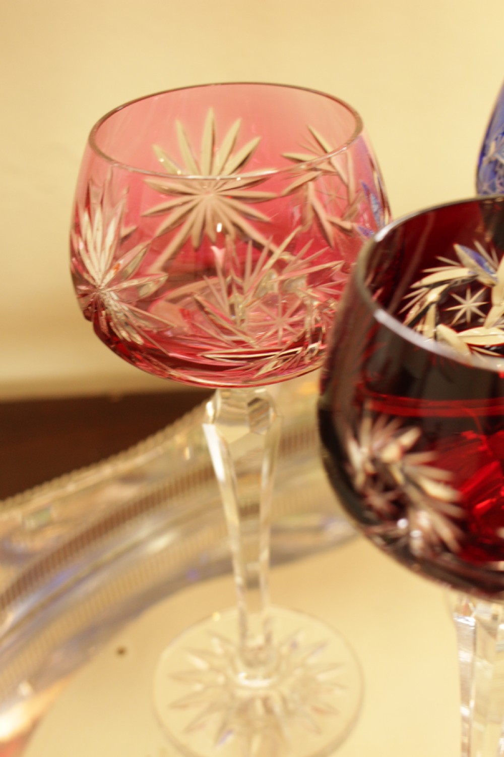 A Set Of Six Harlequin Bohemian Wine Glasses, 20cms  View V