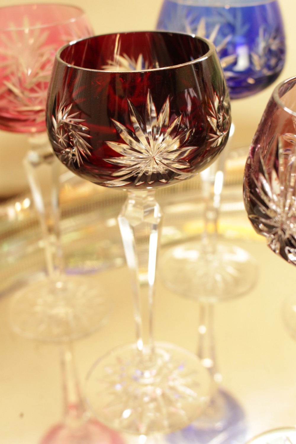 A Set Of Six Harlequin Bohemian Wine Glasses, 20cms  View VI