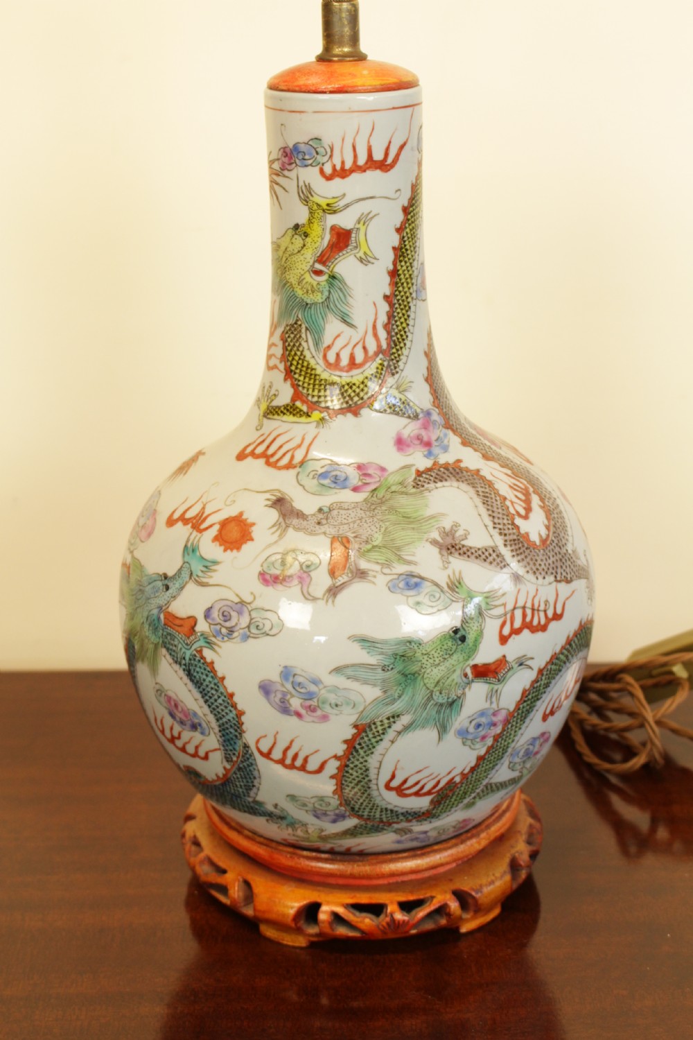 A Large Chinese Vase Decorated with Dragon's Converted Table Lamp  View IV