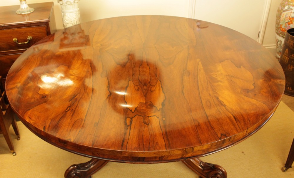 A Quality Rosewood Tilt Top Centre/Dining Table (width 135 cms) View V
