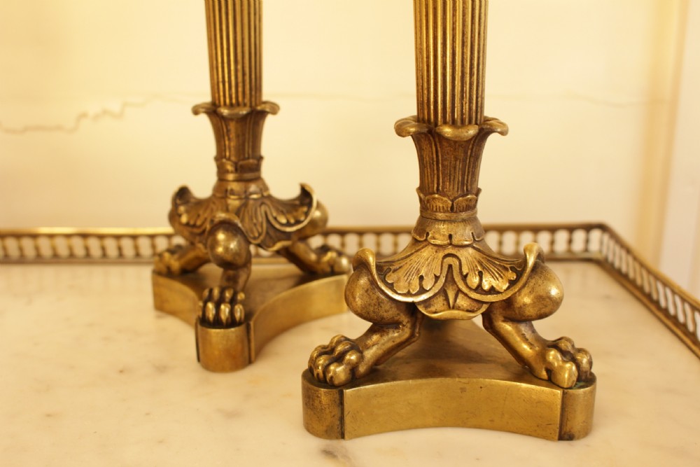 A Pair OF 19th C. French Empire Style Bronze Candle Stick View VI