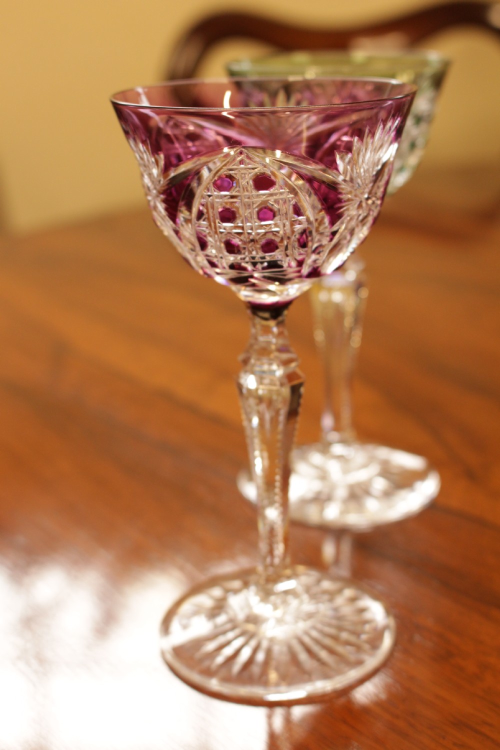 A Set Of Six Cut Crystal Coloured Glasses  View III