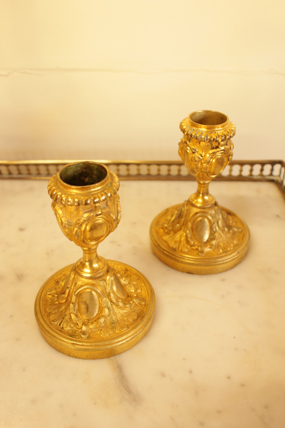 A Pair Of 19th Century French Gilt Metal Candle Sticks  View IV