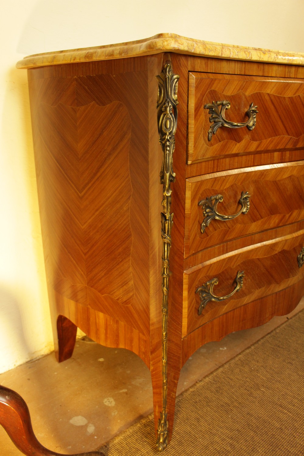 Antique Marble Top Serpentine Chest of Drawers  View III
