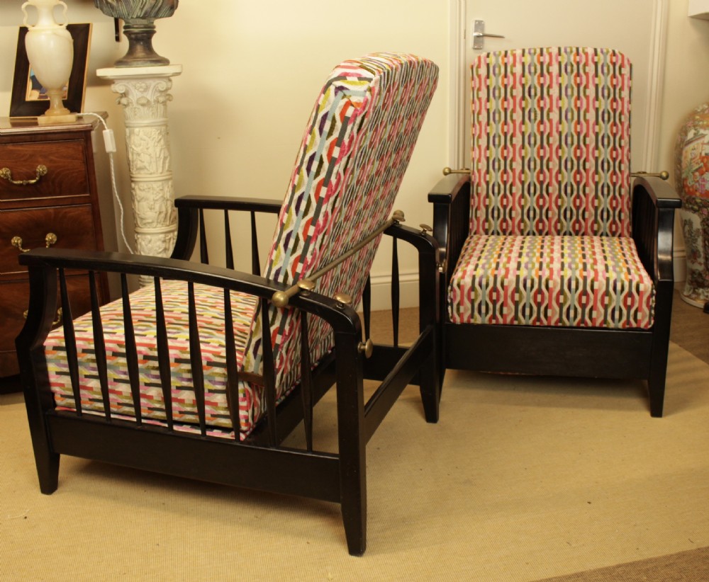 A Pair of 1920's Ebony Adjustable Reclining Chairs  View IV