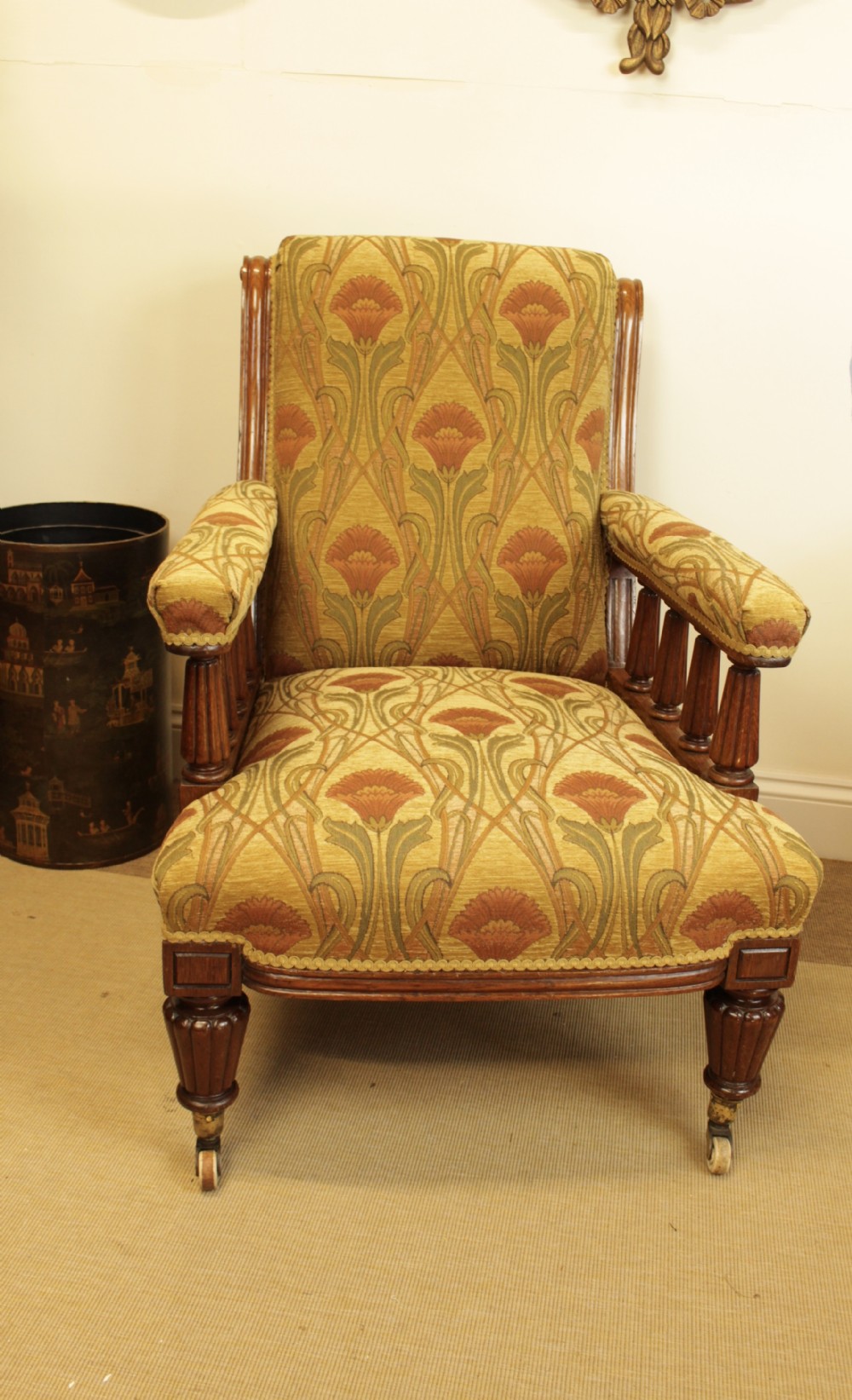 A Walnut Library Armchair Circa 1880 