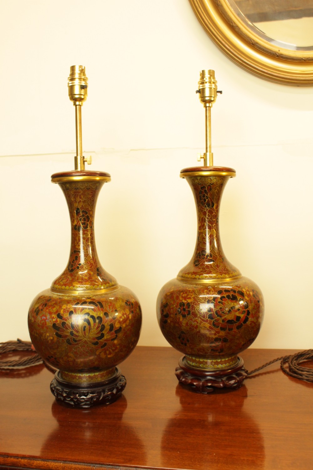 A Pair Of 1920's Cloisonne Table Lamps 