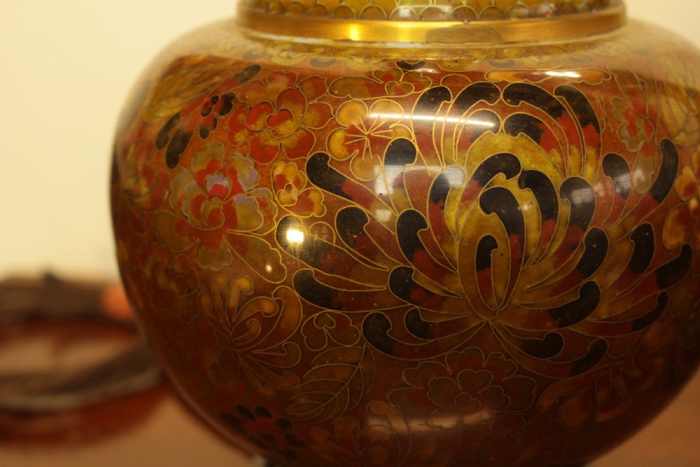 A Pair Of 1920's Cloisonne Table Lamps  View VII