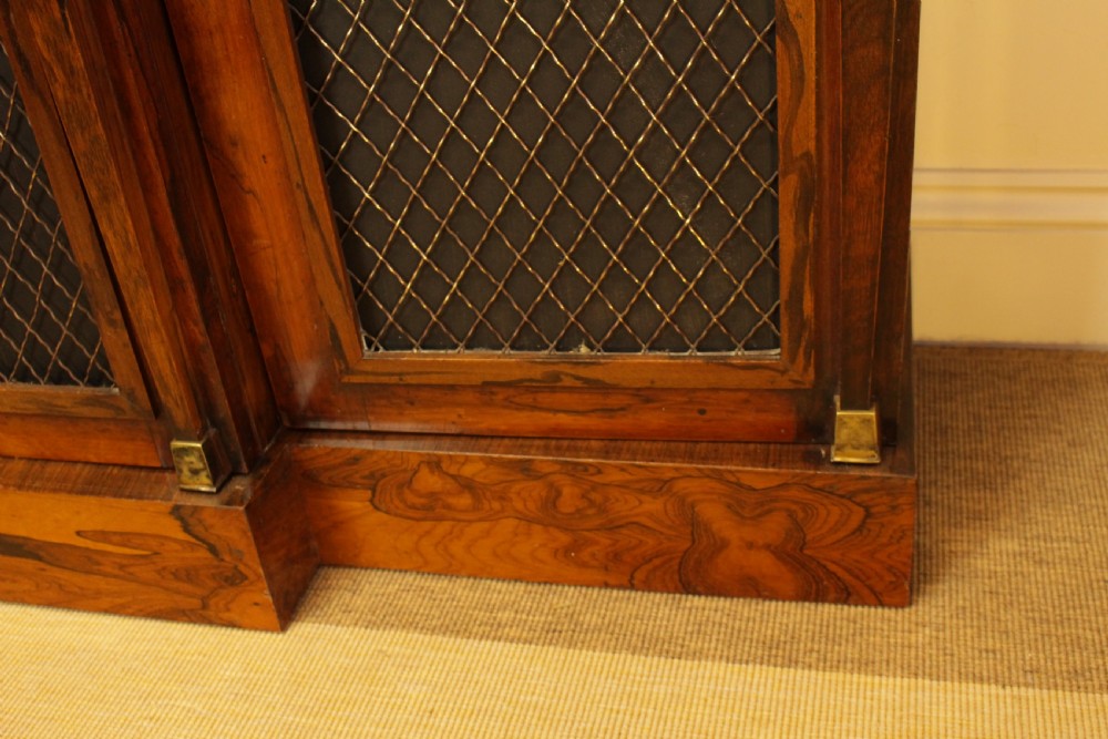 A Regency Rosewood Cararra Marble Top Breakfront Cabinet View X