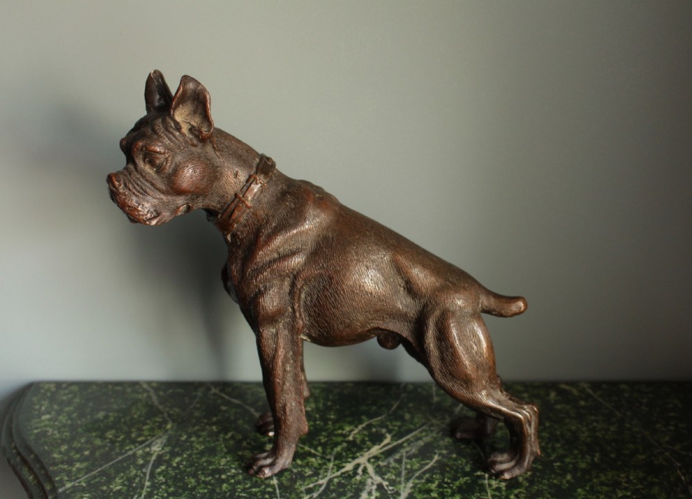 A Stunning Cast Bronze Of An Italian Mastiff C.1900