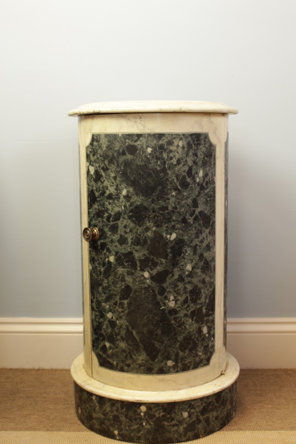 Antique Faux Marble Pedestal Cylindrical Cupboard