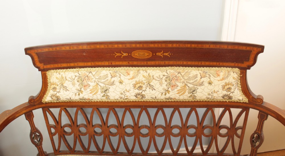 An Edwardian Mahogany & Satinwood Inlaid Sofa View II