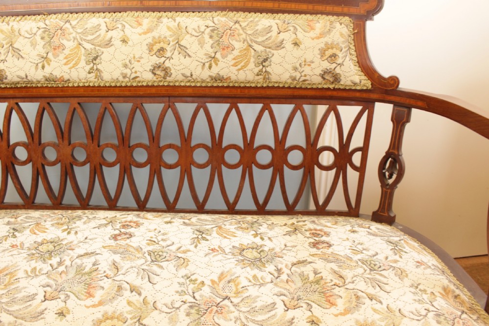 An Edwardian Mahogany & Satinwood Inlaid Sofa View III