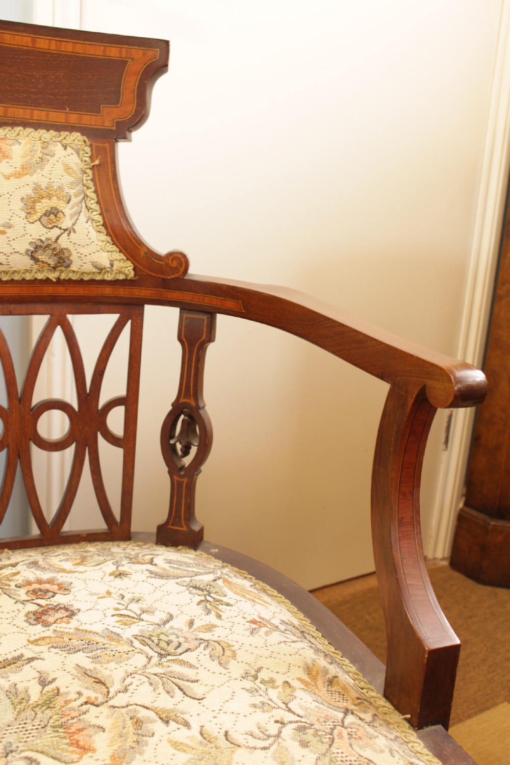 An Edwardian Mahogany & Satinwood Inlaid Sofa View V