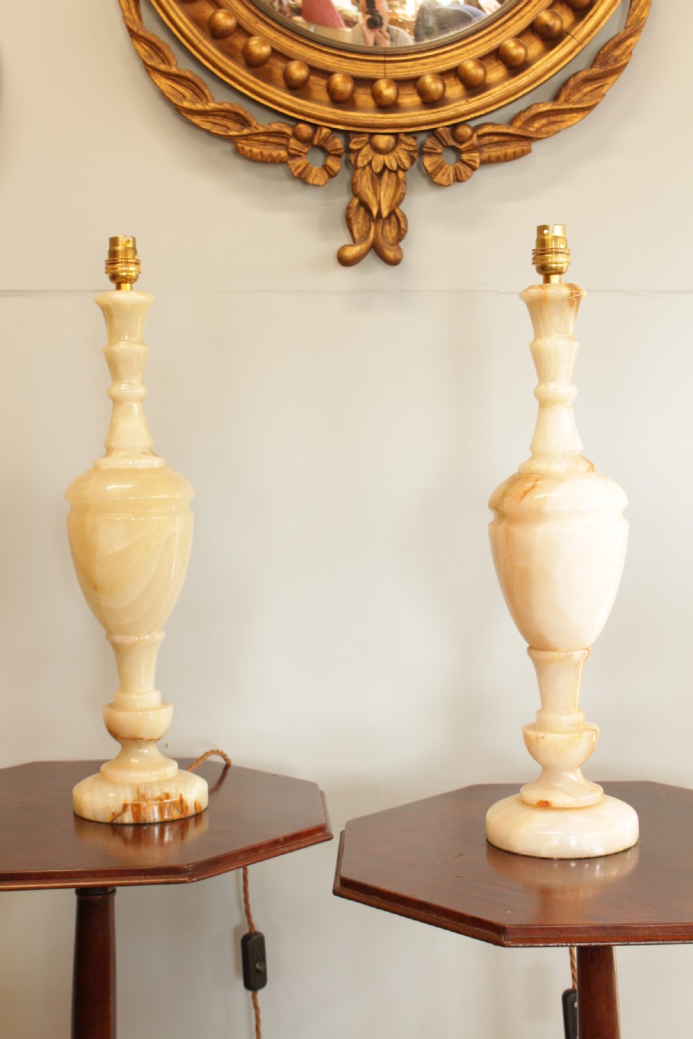 A Pair Of Italian 1930's Onyx Table Lamps 