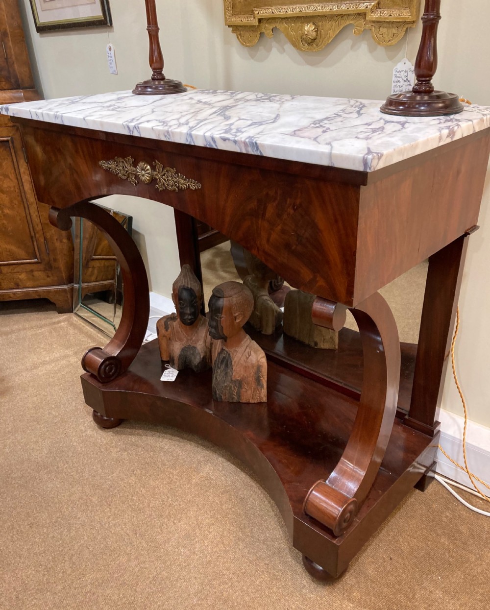 A Quality Mahogany Marble Top Console Table