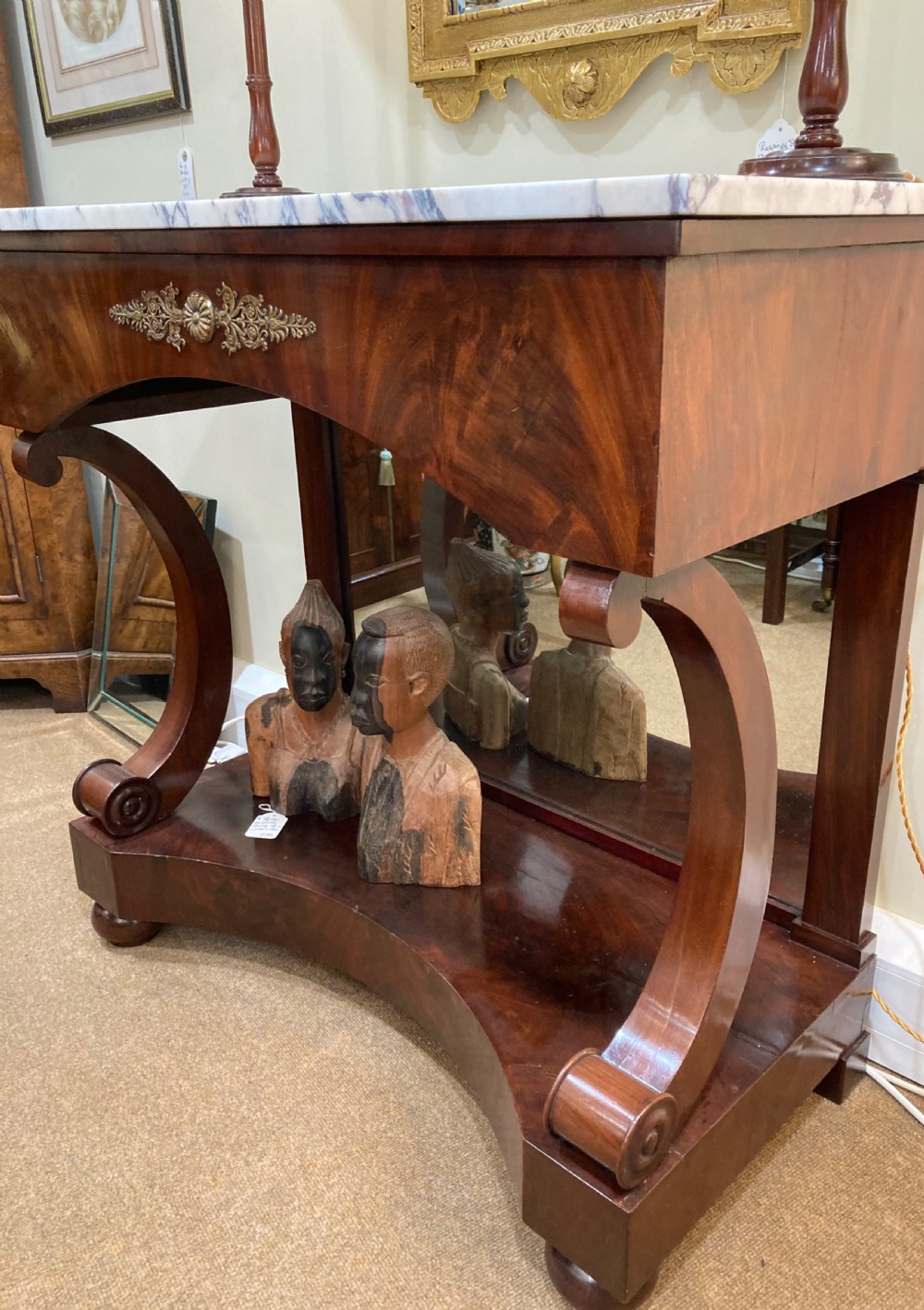A Quality Mahogany Marble Top Console Table View IV