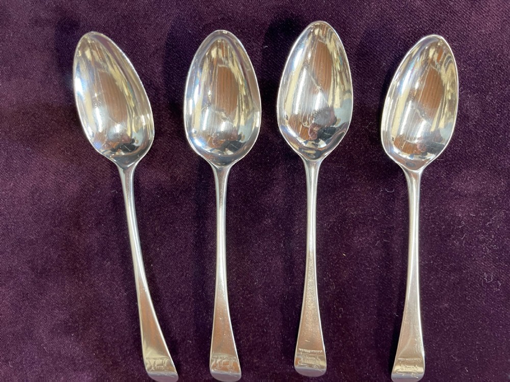 Set Of Four Peter & Ann Bateman Georgian Silver Dessert Spoons 