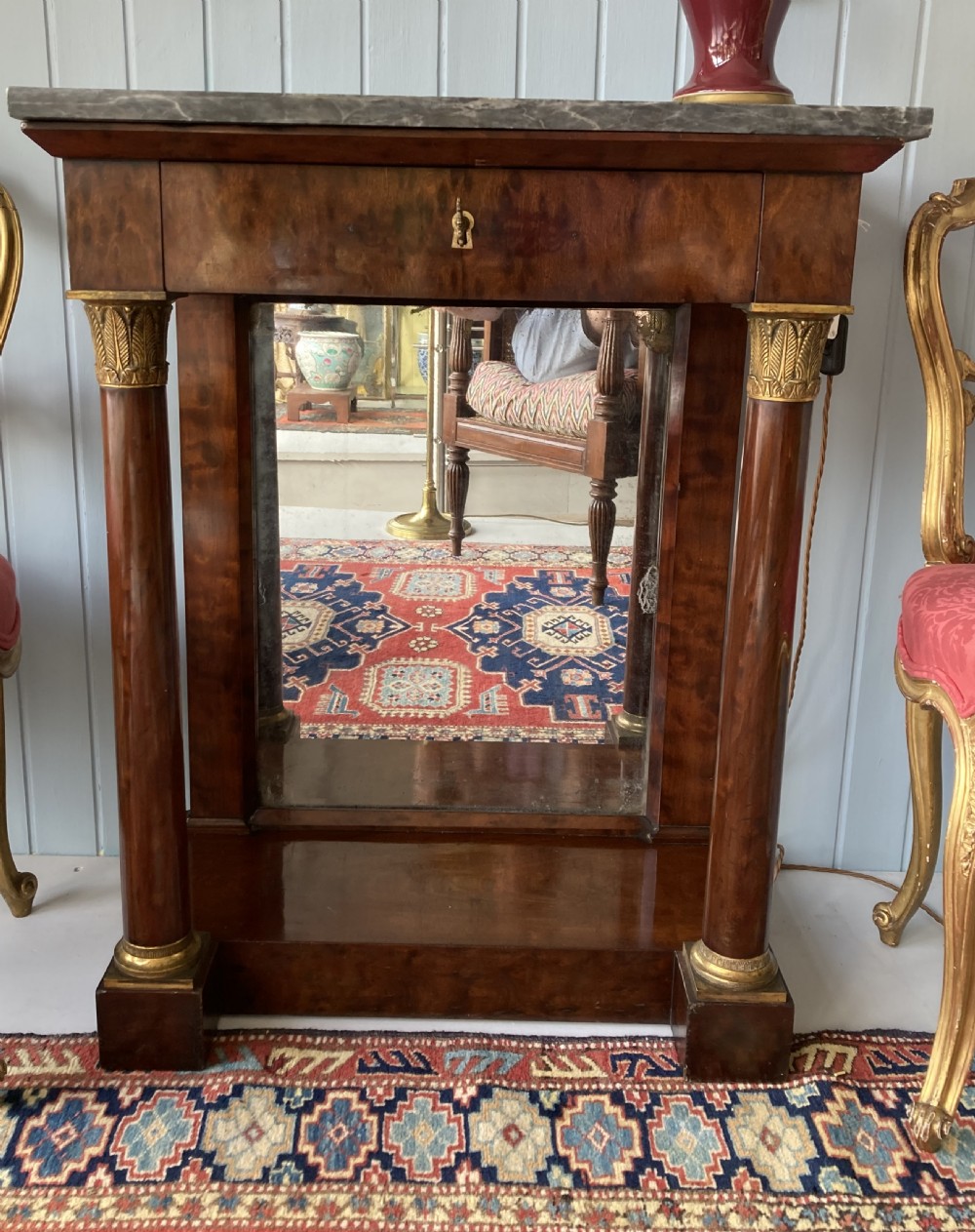 A Early 19th C. Mahogany & Marble French Console Table 