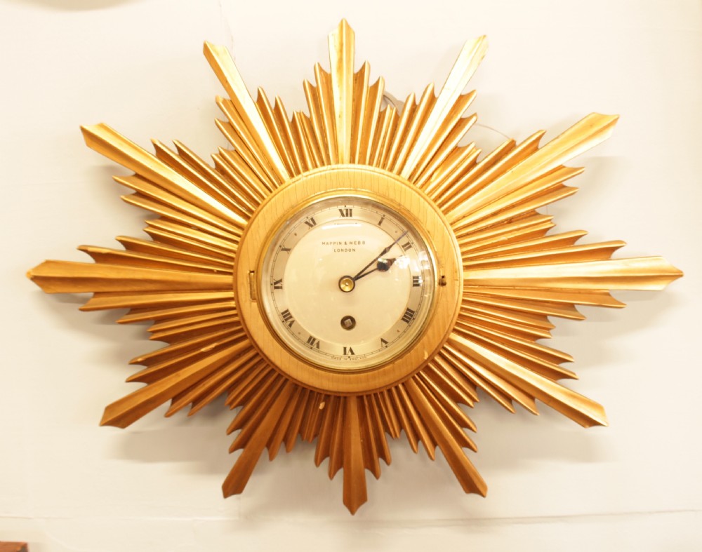 A Mappin & Webb London Sunburst Clock 