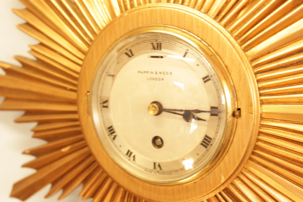A Mappin & Webb London Sunburst Clock  View V