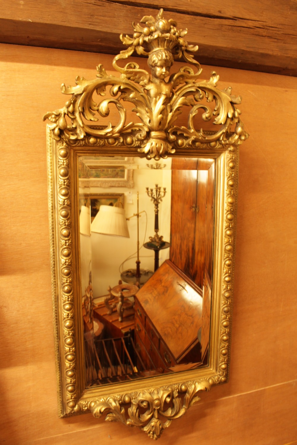 A Period French Gilt Beveled Edged 19th C. Mirror 