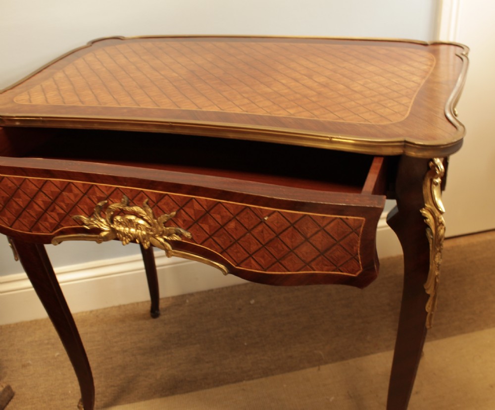 French Inlaid Parquetry Writing Desk. View IX