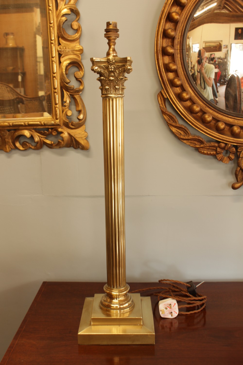 A Brass Corinthian Column Table Lamp 