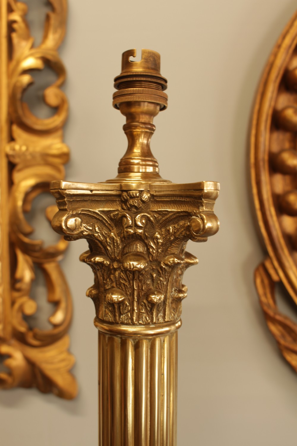 A Brass Corinthian Column Table Lamp  View II