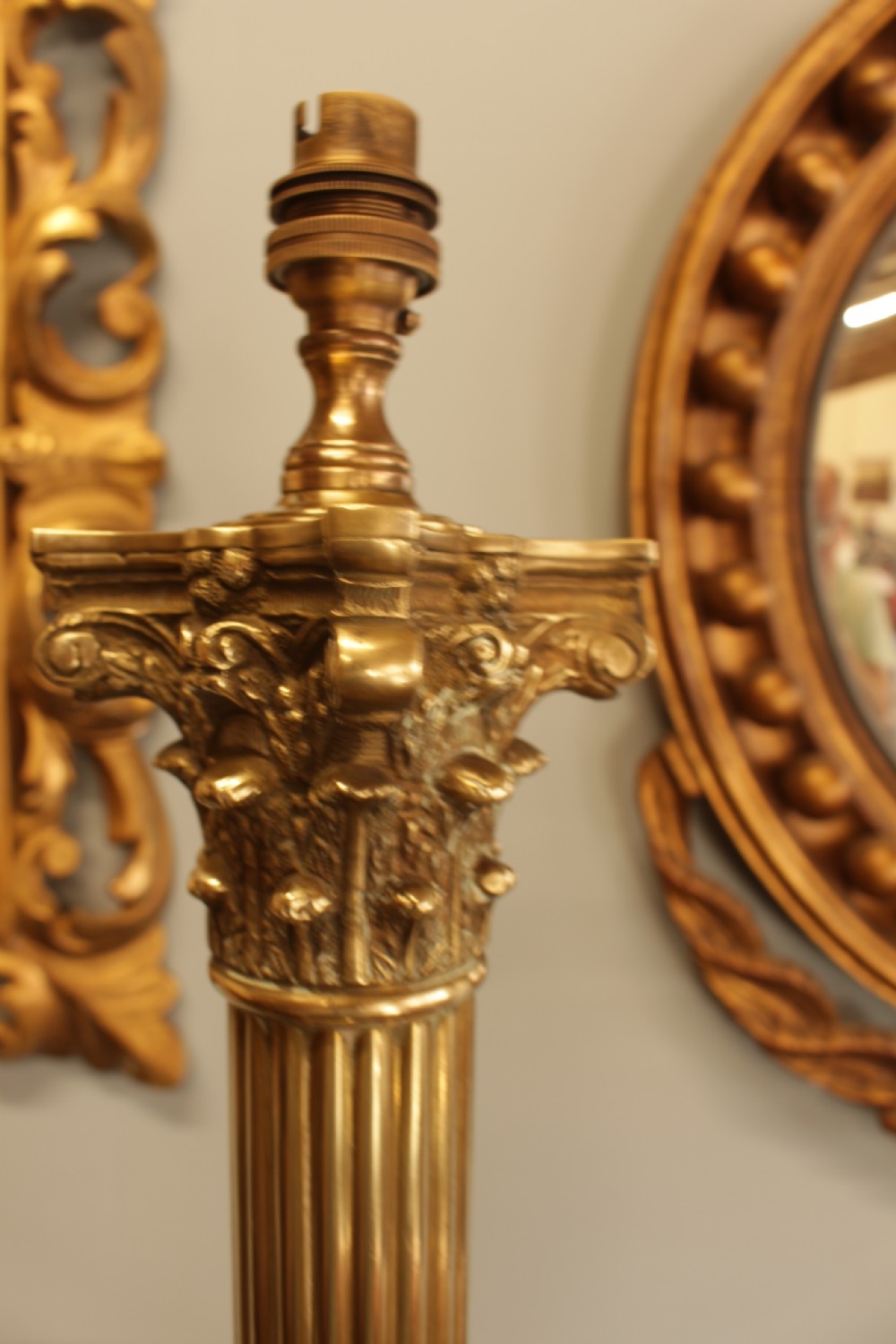 A Brass Corinthian Column Table Lamp  View IV