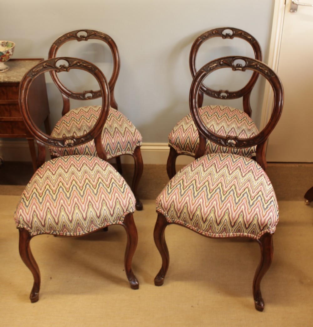 A Set Of Four Walnut Chairs C. 1880