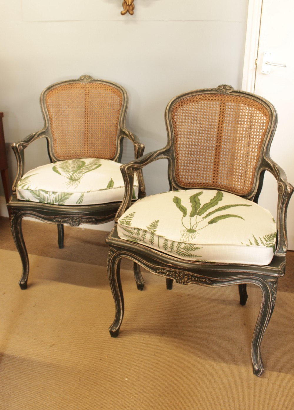A Pair Of 1920's French Caned Chairs 