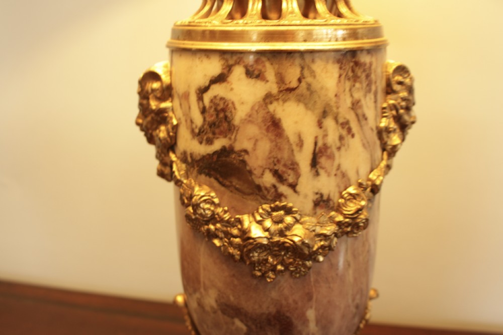 A Quality Pair of French Marble & Gilt Table Lamps  View V