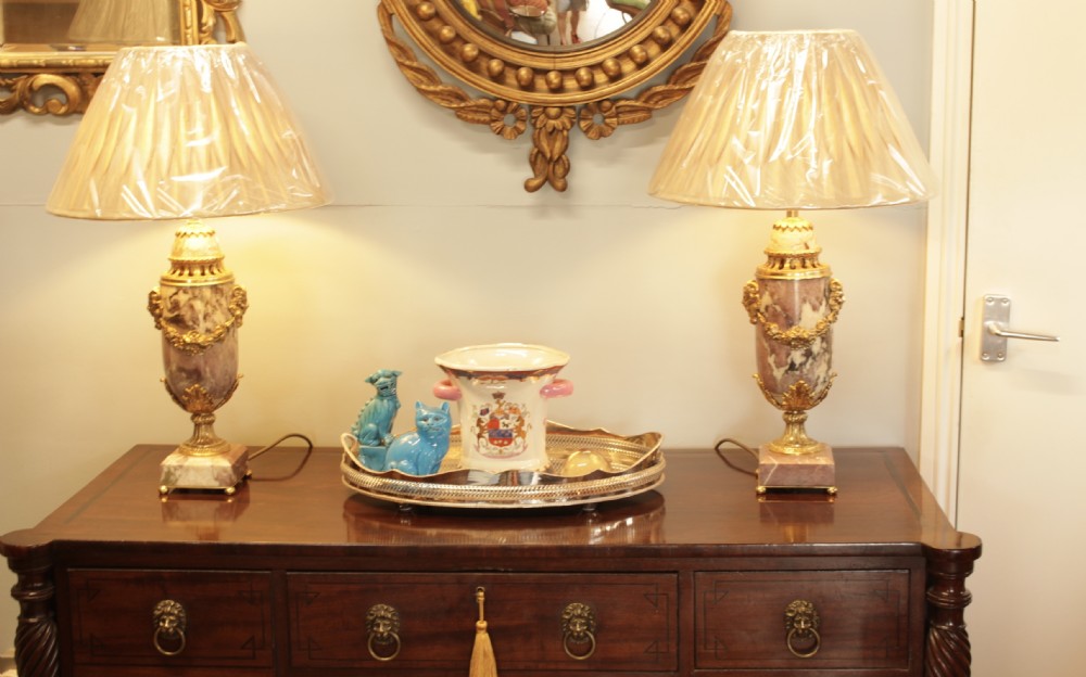 A Quality Pair of French Marble & Gilt Table Lamps  View IX