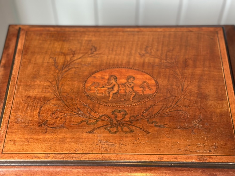 A Regency Mahogany Teapoy with Marquetry Decoration, Circa 1815 View VIII